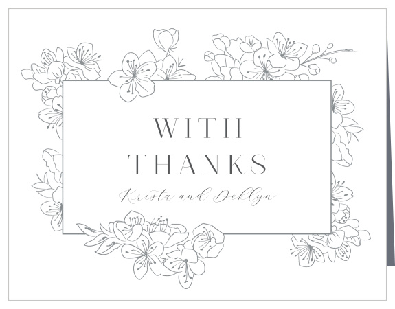 Dress your wedding in stunning elegance with our Sketched Florals Wedding Thank You Cards.
