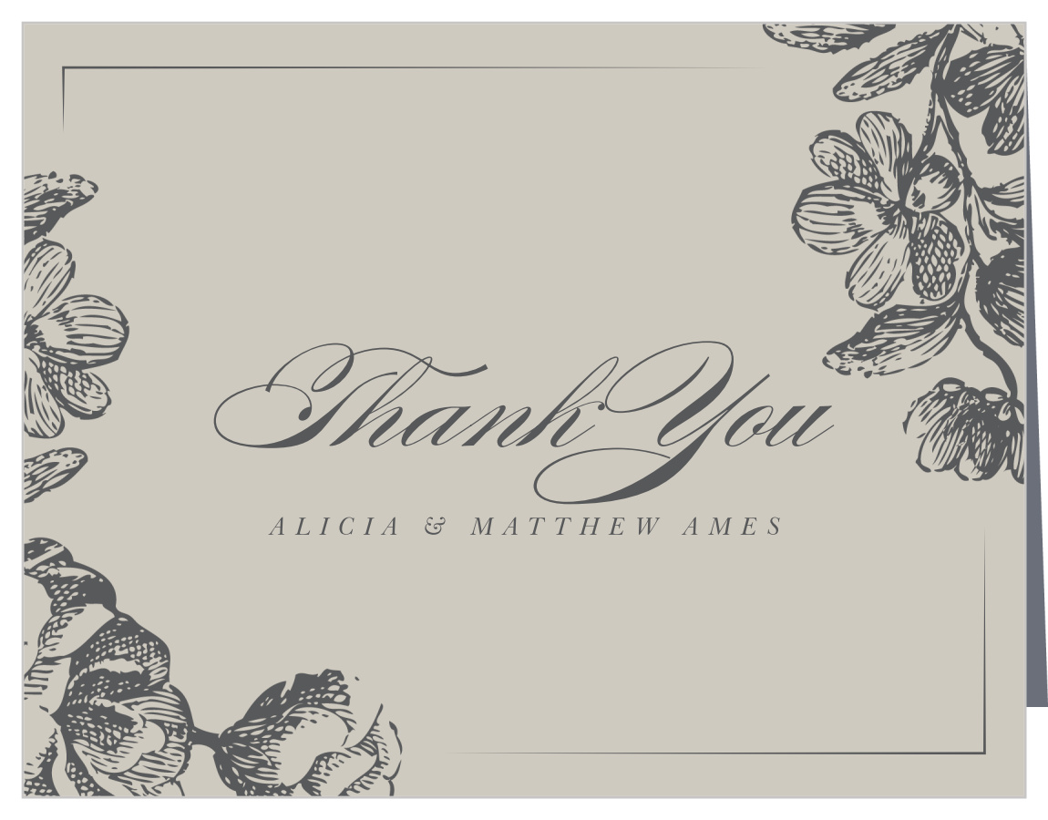 Engraved Floral Wedding Thank You Cards