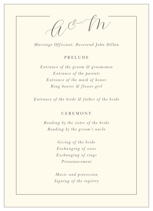 Staying organized is easy and looks good too when you enlist the help of the Elegant Typography Wedding Programs.