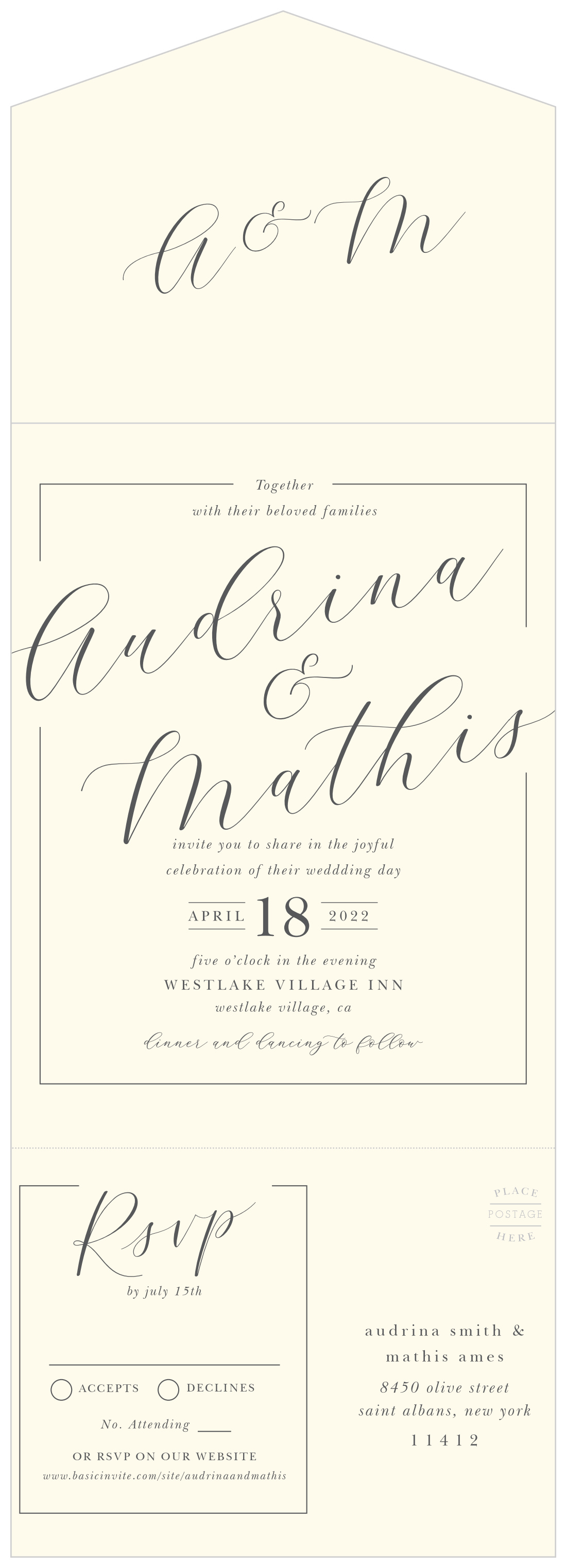 Elegant Typography Seal & Send Wedding Invitations