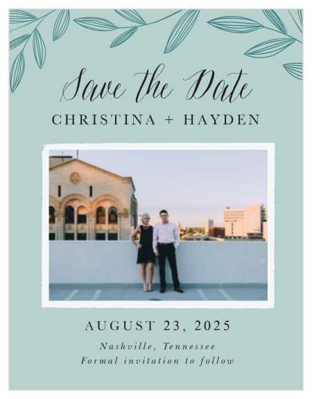 Our Outlined Laurels Save-the-Date Cards are the perfect way to make sure your out of town guests can attend your wedding!