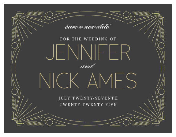 We want to make postponing wedding plans easier with our Framed Art Deco Change the Date Cards.