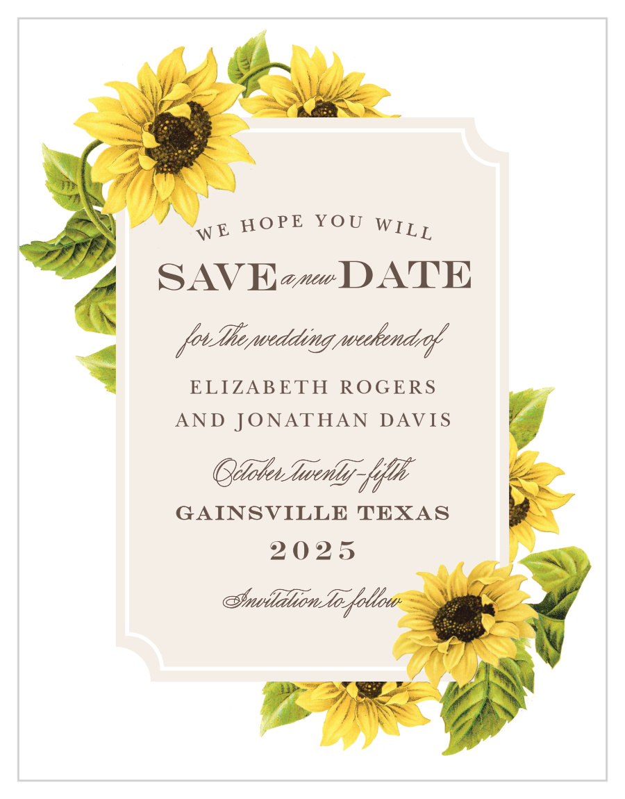 Sunflower Frame Change the Date Cards