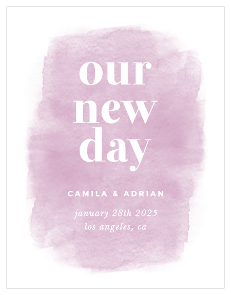 Update your family and friends with new wedding information when unforeseen circumstances arise with our Fresh Paint Change the Date Cards.