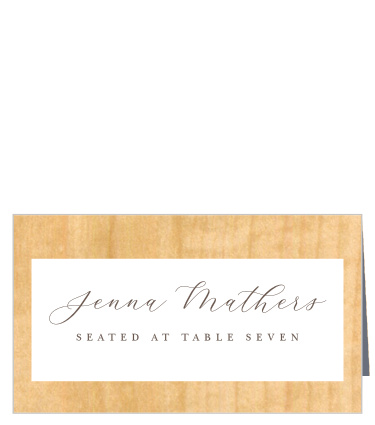 Family and friends will have no issue finding their seats for the wedding reception with our Refined Woodgrain Place Cards. 
