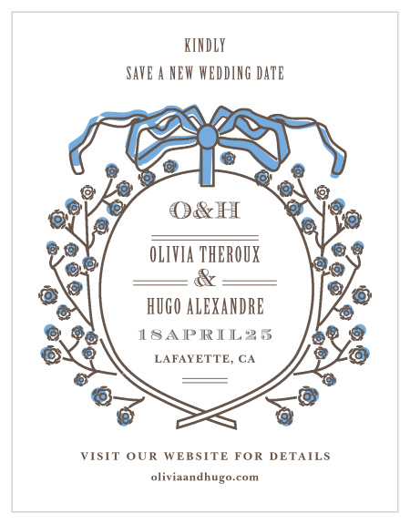 Our MaeMaes Hugo Change the Date Cards are perfect for letting your family and friends know you are postponing your wedding due to unforeseen circumstances.