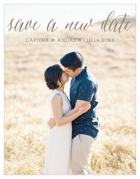 Our Wildflower Ampersand Change the Date Cards are the perfect, simple design to quickly and easily let your guests know that your event has been postponed!