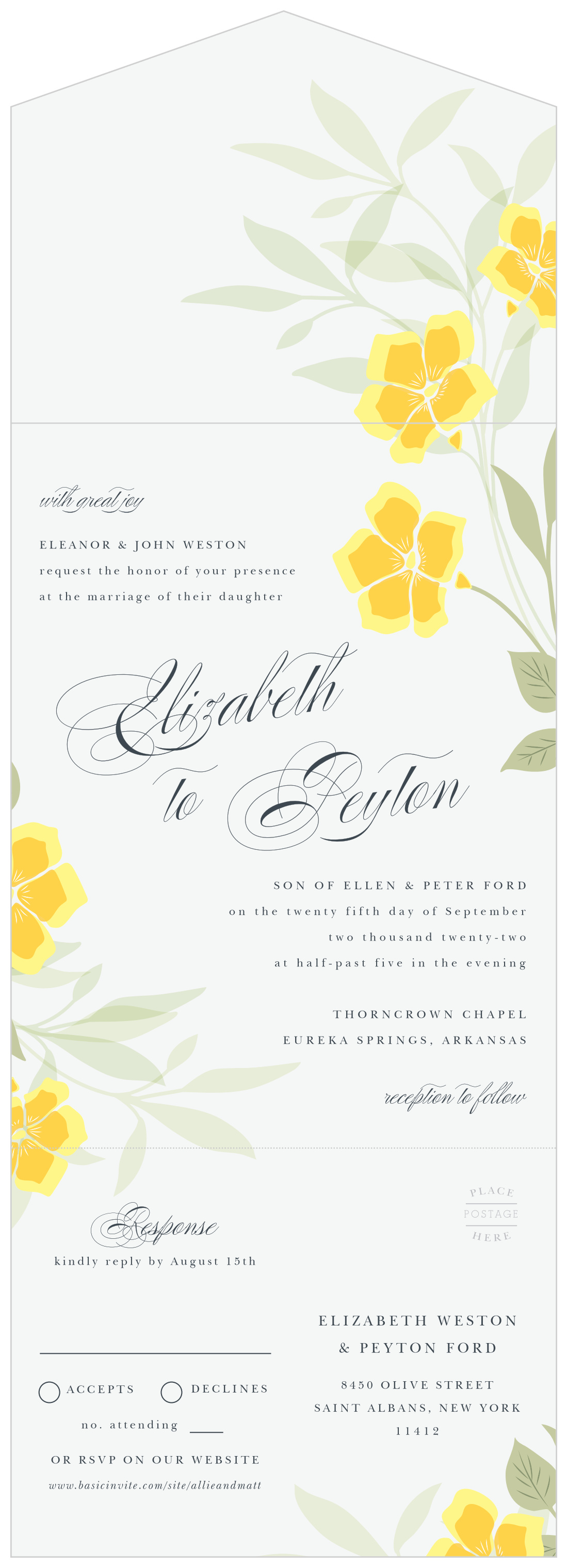 Clematis Blossom Seal & Send Wedding Invitations