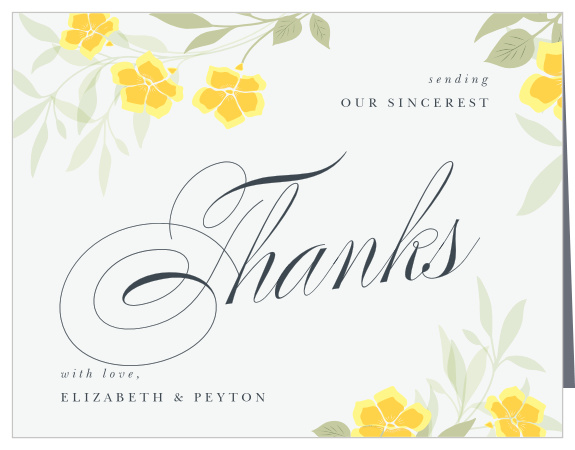 These Clematis Blossom Wedding Thank You Cards has an adorable illustration with a crisp font that beautifully shows your appreciation to you loved ones and family.