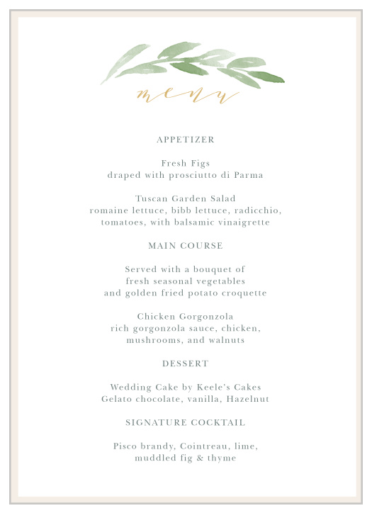 Create forever memories with our Forever Wreath Wedding Menus.