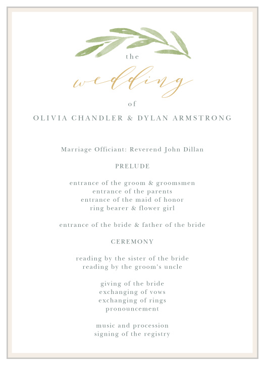 Keep everyone informed on the day with our Forever Wreath Wedding Programs. 