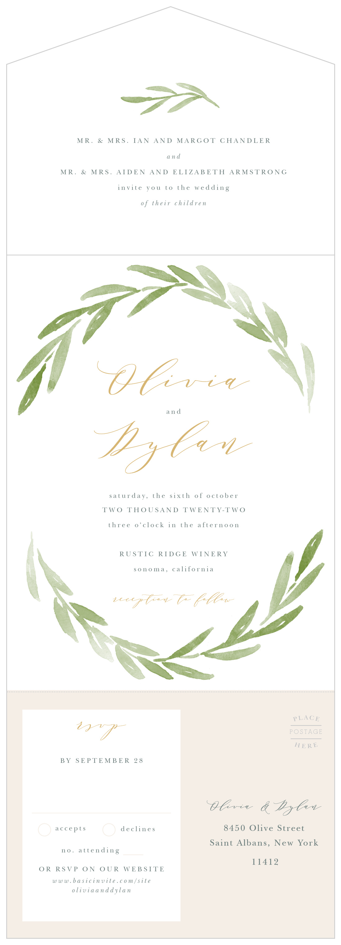Forever Wreath Seal & Send Wedding Invitations