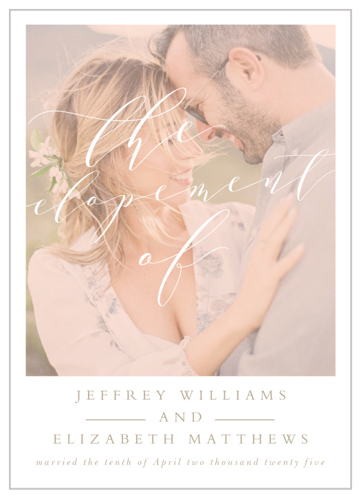 Let your friends and family know that you're officially married with our Modern Polaroid Elopement Announcements!