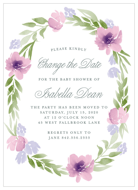Sometimes, events don't go according to plan. Not to worry though - with the stylish, flower-adorned Floral Delight Baby Shower Change the Date, you can easily update guests on the new time of your baby shower.