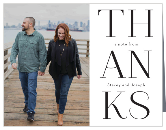 The presence and support of your family and friends on your special day was important to you, show them your appreciation with the minimalist look of our Oversize Date Wedding Thank You Cards.