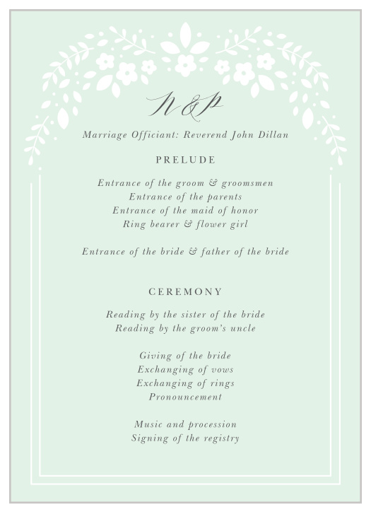 Everyone can follow along with our Botanic Garden Wedding Programs. 