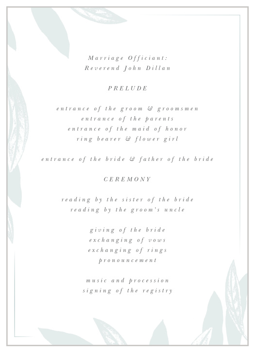 No one will miss a thing with our Sketched Branch Wedding Programs.