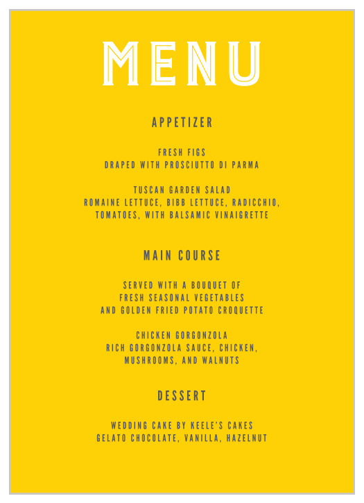 Make your wedding more exciting with our Bold Union Wedding Menus.