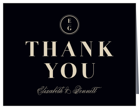 Our Basic Monogram Wedding Thank You Cards are sure to show your appreciation for the presence and support you received from your family and friends.