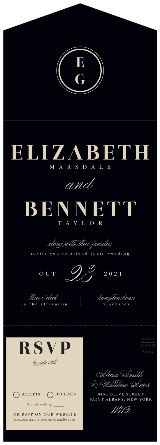 Our Basic Monogram Seal & Send Wedding Invitations are perfect for bringing your family and friends together to take part in your big day!