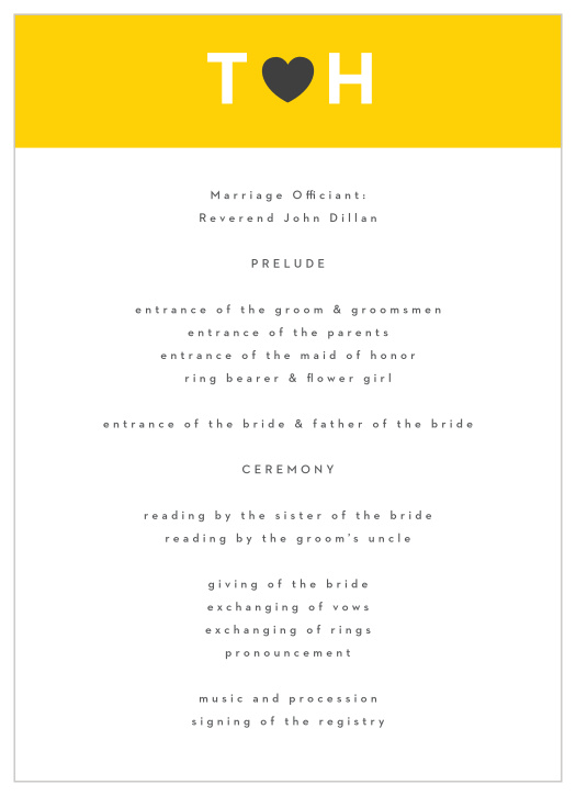 Our Love Note Wedding Programs let your family and friends know every step of your ceremony. 