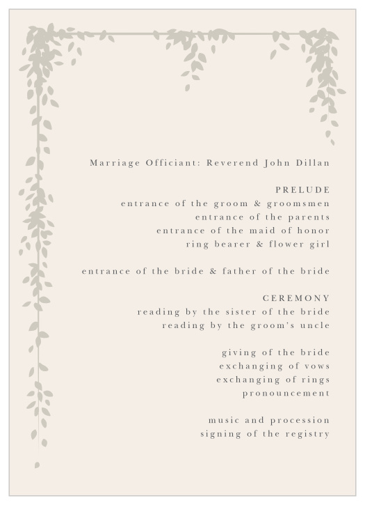 Our Subtle Garland Wedding Programs are the perfect way to outline your wedding proceedings in an organized and chic manner!