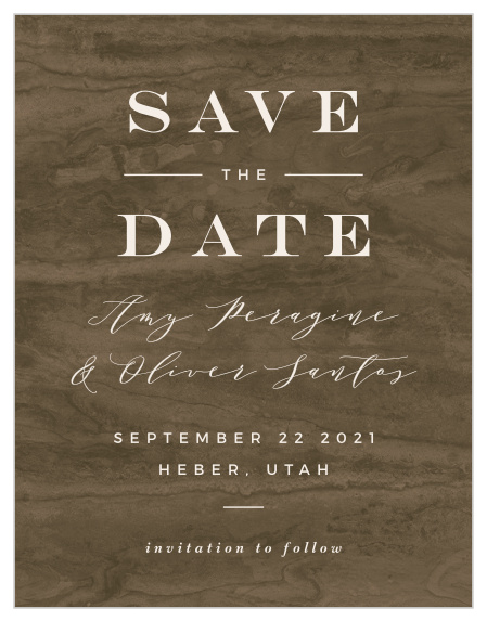 Your family and friends will be quick to mark their calendars for your special day when they see the rustic look of our Timeless Wood Save-the-Date Cards.