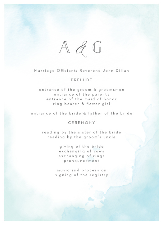 Give your guests the option to feel even more apart of your day with our Painterly Wash Wedding Programs!

