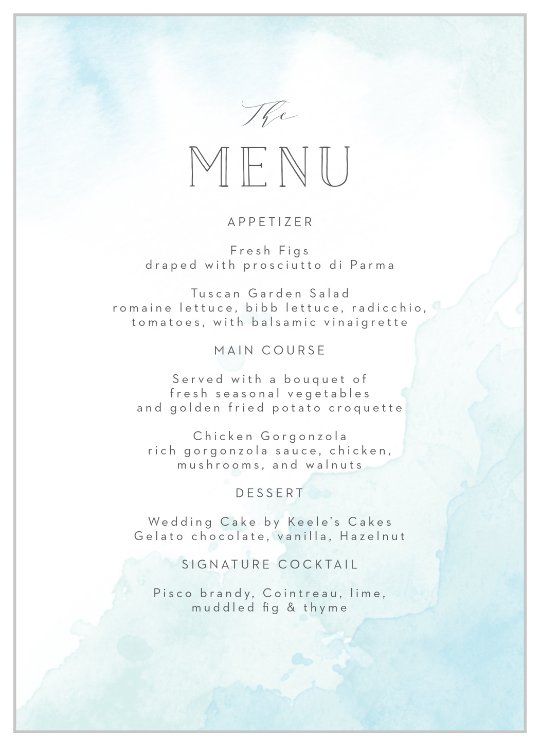 Painterly Wash Wedding Menus