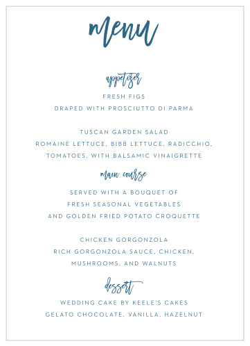 Simply Typographic Wedding Menus