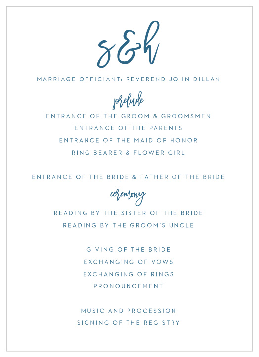 You don't need a lot to stand out. Our Simply Typographic Wedding Programs are exactly that!