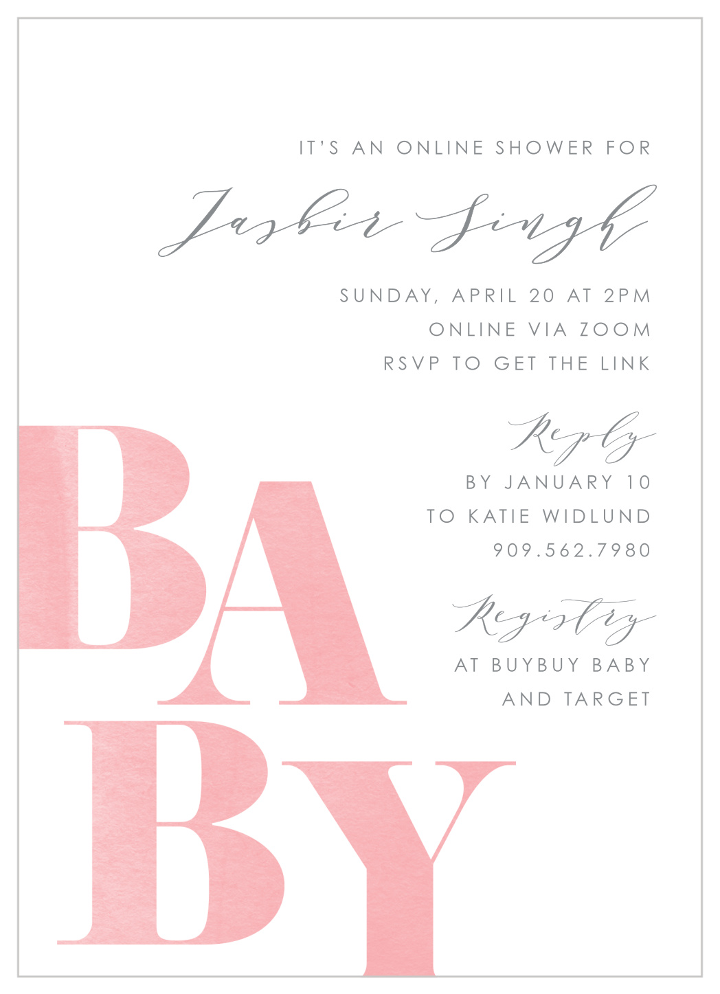 Baby Boutique Long Distance Baby Shower Invitations