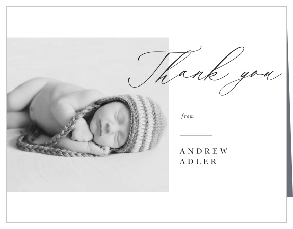 Share your appreciation to family and friends for their support at your after the fact shower with the minimalist look of our Say Hello Baby Shower Thank You Cards.