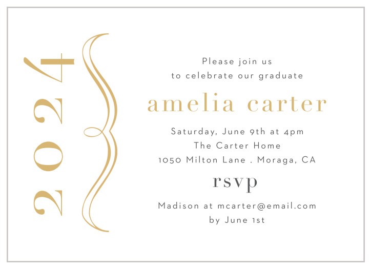 Surround yourself with close friends and family to celebrate your amazing accomplishment with the modern look of our Gilded Bracket Graduation Invitations.