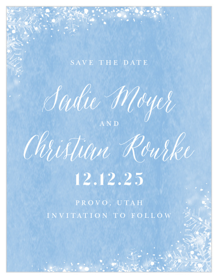 With flurries of joy, let your loved ones know about your special day using the Cozy Frost Save the Date Magnets!