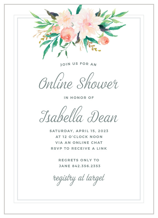 Celebrate your bundle of joy with family and friends although they are a long distance away with our Blossoming Love Long Distance Baby Shower Invitations.
