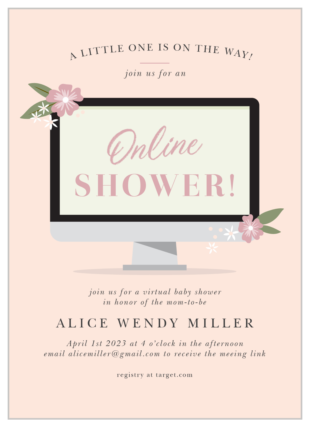 Online Computer Long Distance Baby Shower Invitations
