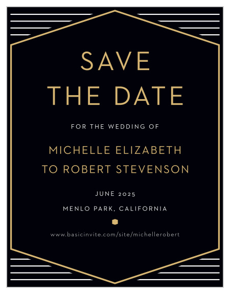 Your family and friends are sure to mark their calendars for your big day when they see the minimalist look of our Golden Photo SSave the Date Cards.