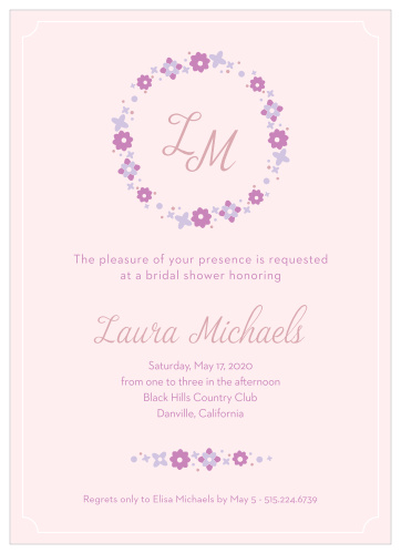 Get your guests excited for a shower full of fun and good times! With the Flower Wreath Bridal Shower Invitations, your guests won't be able to help themselves from getting excited!