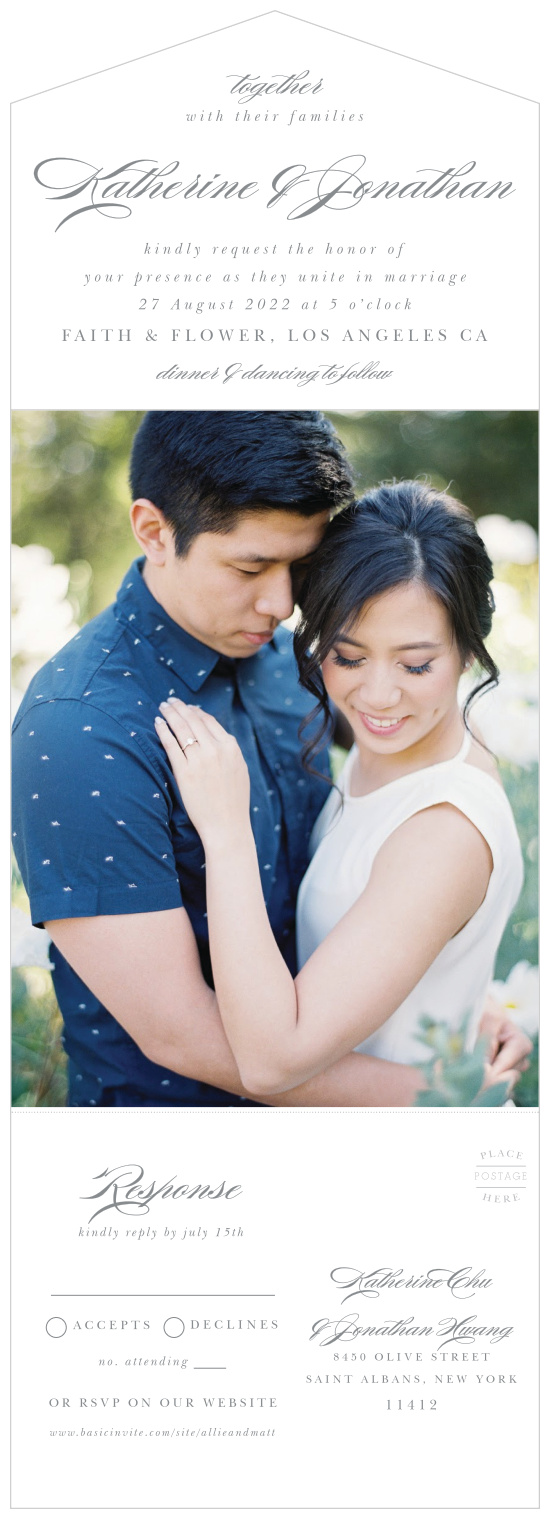 Gather family and friends together to attend your special day with our Mild Colorblock Seal & Send Wedding Invitations.