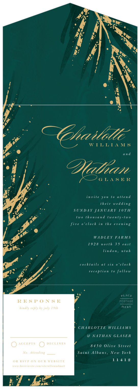 Bring loved ones together to attend your big day with our Season Pine Seal & Send Wedding Invitations.