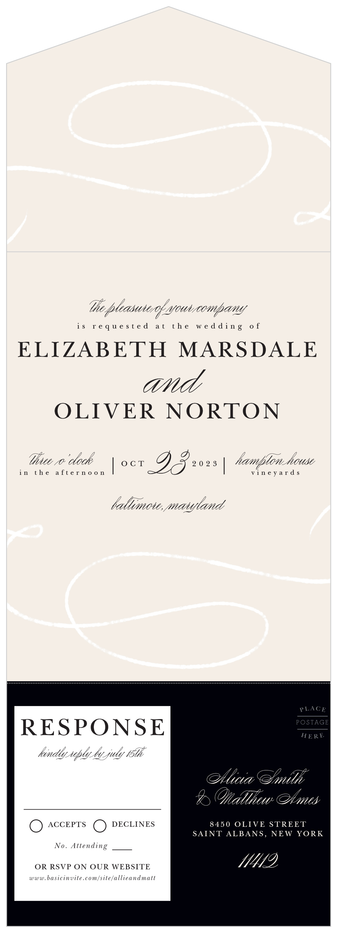 Swirling Flourish Seal & Send Wedding Invitations