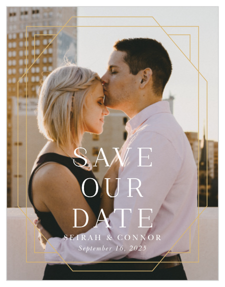 Your family and friends will be racing to their calendars to mark your wedding day when they see the minimalist look of our Deco Dream Save the Date Magnets.