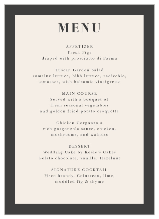Don't overcomplicate it, use our Photo Glaze Wedding Menus for your special day!
