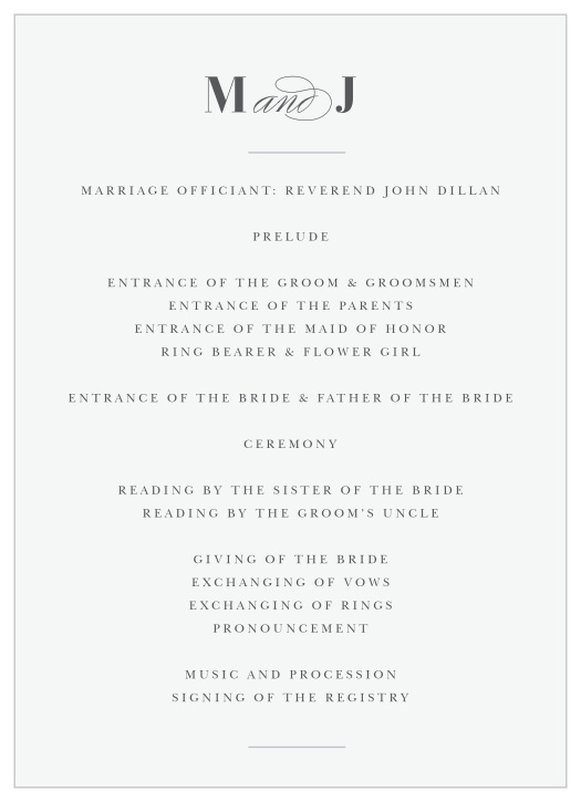 Inform family and friends of each step of the ceremony with the minimalist look of our Mod Photo Wedding Programs. 