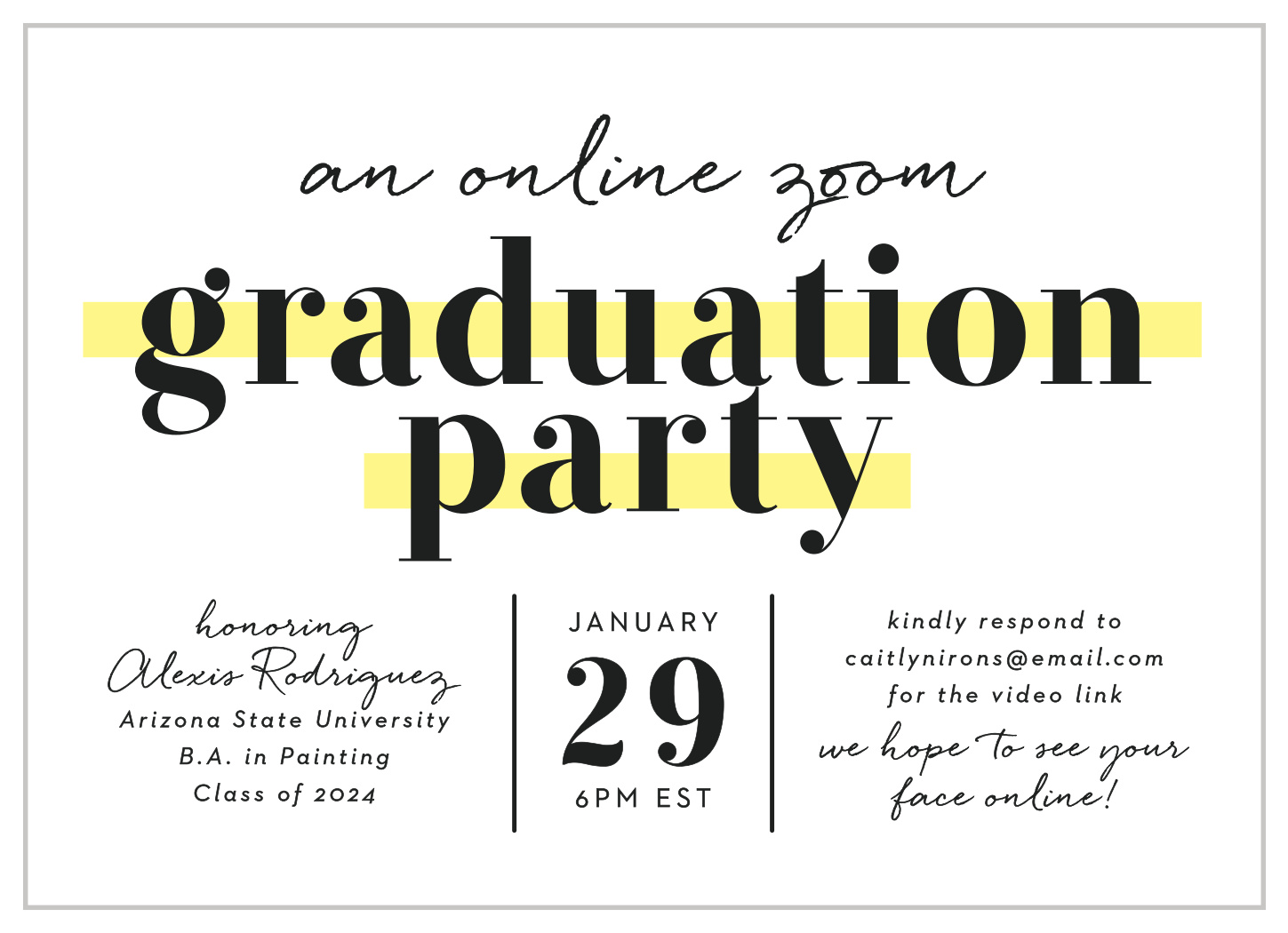 Zoom Grad Graduation Invitations