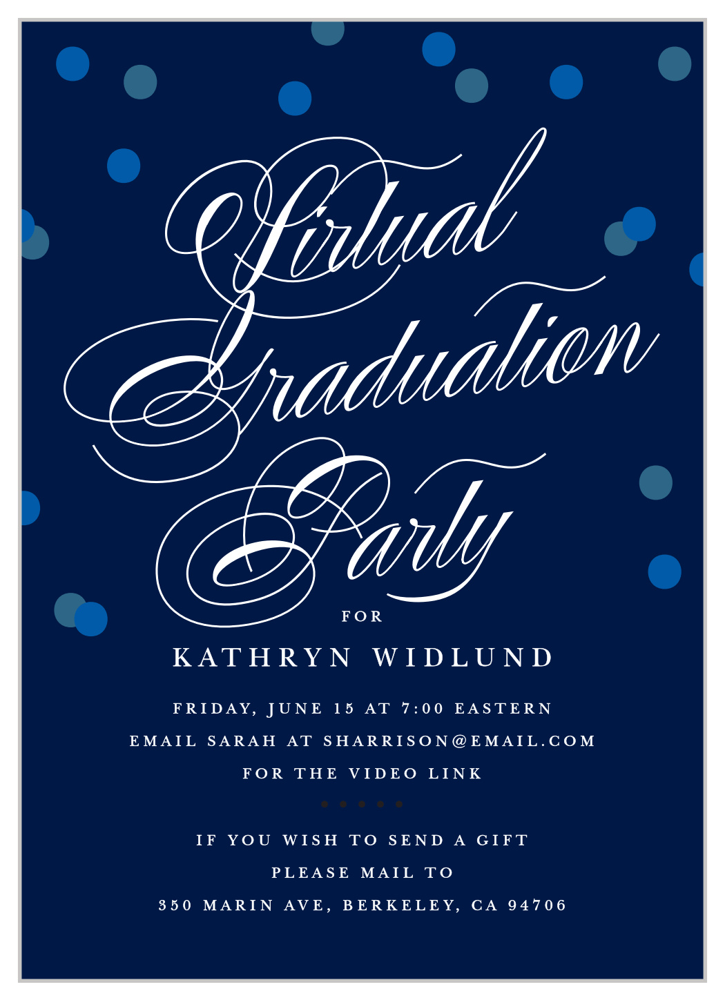 Virtual Script Graduation Invitations by BasicInvite.com