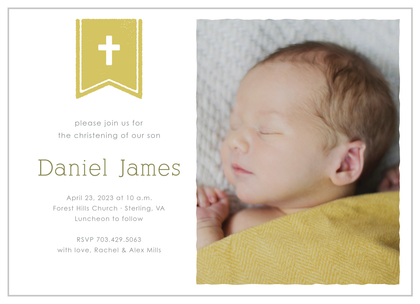 Banner & Cross Boy Christening Invitations