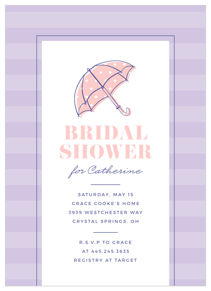 Polka Dot Umbrella Bridal Shower Invitations