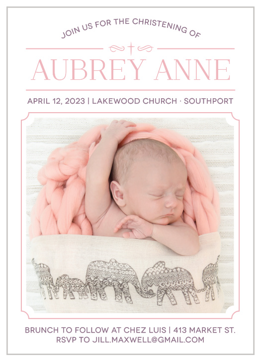 Invite friends and family to celebrate your daughter’s christening with the Classic Cross Girl Christening Invitations. 